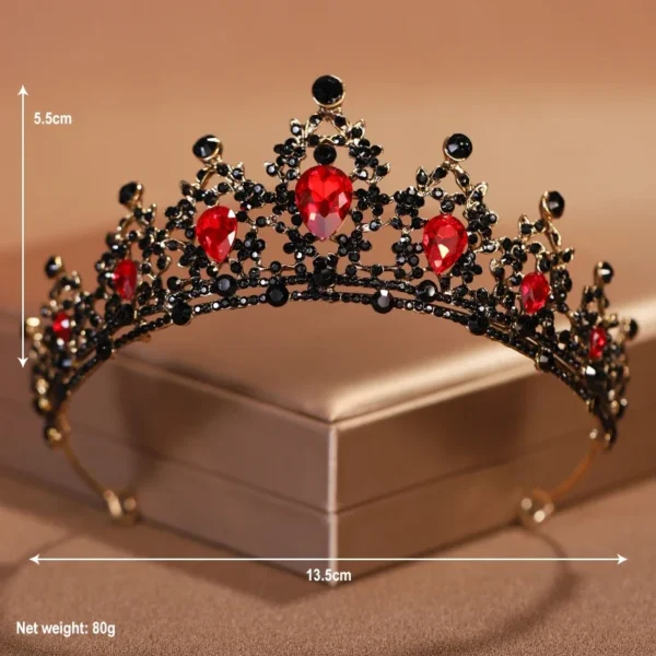 Bridal Headwear Black-Colour Women's Ballroom Crown Baroque Crystal Tiaras And Crowns Bridal Wedding Hair Accessories Jewelry - Image 4