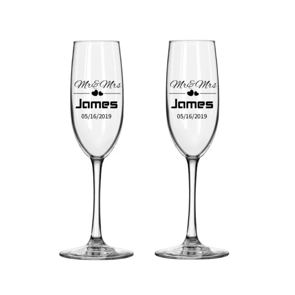 2Pcs Personalized Mrs and Mr Champagne Flute Party Wine Glass Engagement and Anniversary Gift New Years Celebration - Image 9