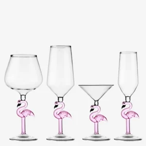 1 Piece Elegant Pink Flamingo Stem Goblet Glass Champagne Flute Martini Cocktail Burgundy Glasses Cup for Bar Party Events