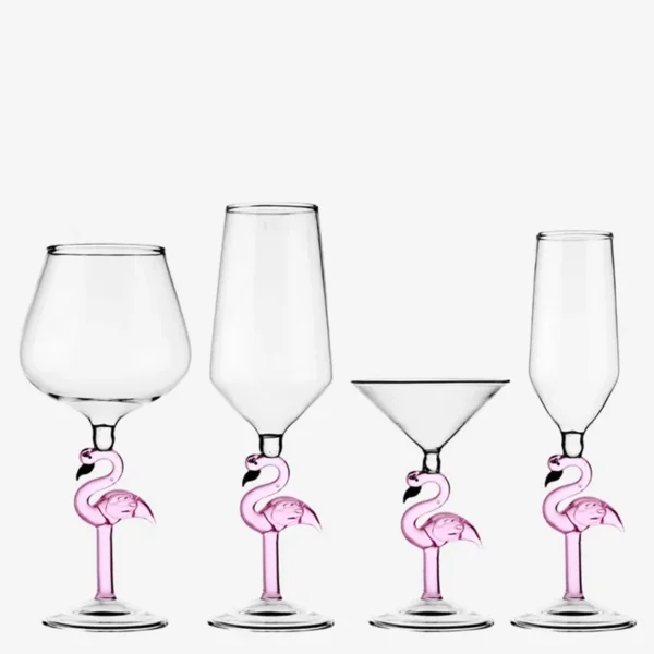 1 Piece Elegant Pink Flamingo Stem Goblet Glass Champagne Flute Martini Cocktail Burgundy Glasses Cup for Bar Party Events