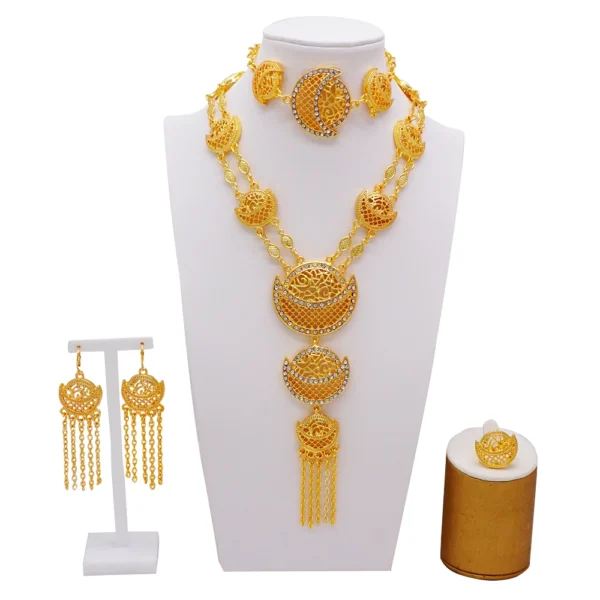 Dubai Jewelry Sets Gold Color Necklace & Earring Set For Women African France Wedding Party Jewelery Ethiopia Bridal Gifts - Image 27