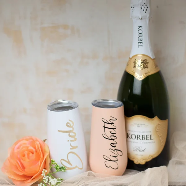 6oz Personalized Champagne Flute Custom Bridesmaid Tumbler Stainless Steel Swig Tumbler Bridal Party Bridesmaid Proposal Gift - Image 4