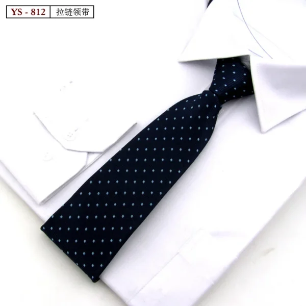 Formal 8CM Korean Zipper Tie for Men's Business Stripe Professional Dress Groom Wedding Tie - Image 20