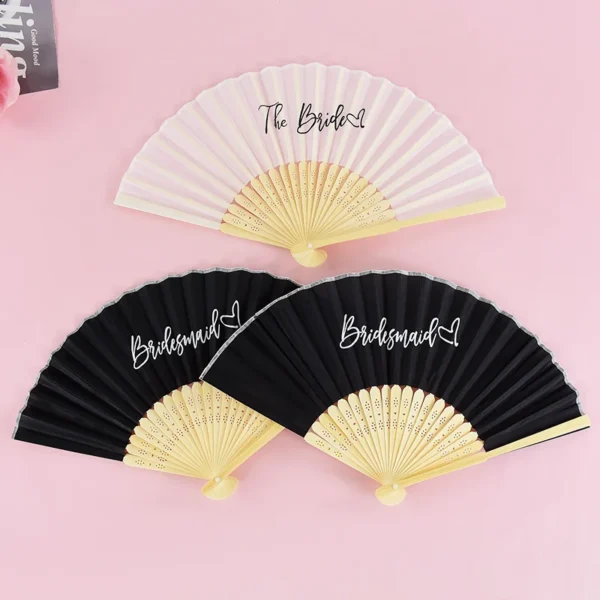 The Bride Hand Fans Bamboo Bridal Foldable Fan Wedding Party Bridesmaid Photo Prop Valentine's Day Gifts Engagement Decor Supply - Image 3