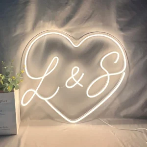 Custom Initials Neon Sign Wedding Heart With Initials Neon Personalized Wedding Backdrop Home Wall Decor Gift For Couple