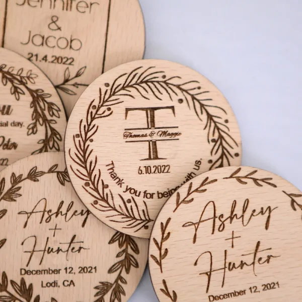 10/20/50pcs Personalized Wooden Thank you Name Card Wedding Thank You Custom Favors for Guests Floral Engraved Wedding Gift - Image 2