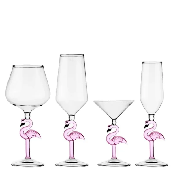 1 Piece Elegant Pink Flamingo Stem Goblet Glass Champagne Flute Martini Cocktail Burgundy Glasses Cup for Bar Party Events - Image 5