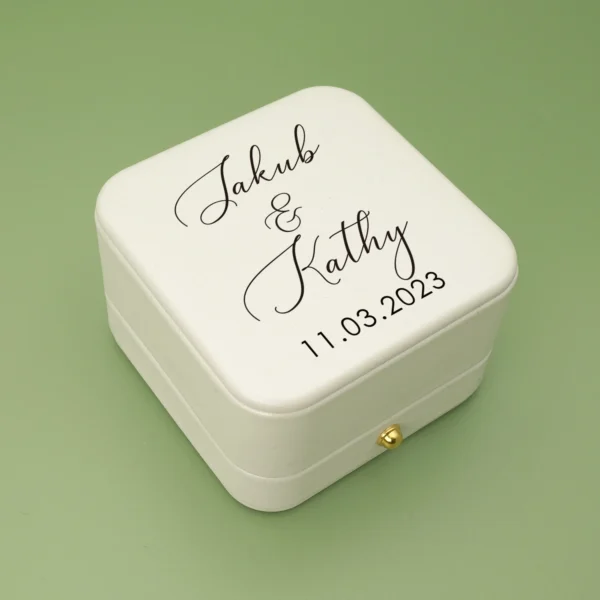 Personalized Wedding Ring Bearer Box Wedding Ring Box Ring Holder Custom Names & Date Proposal Box Engagement Box - Image 7