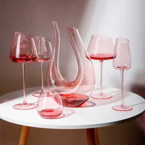 Nordic Pink Flamingo Wine Glasses Set Crystal Glass Goblet Creative Inclined Mouth Concave Bottom Clear Champagne Wine Cup Blue - Image 5