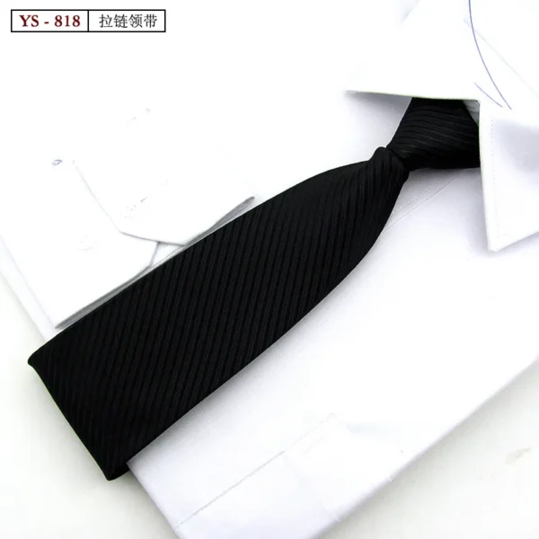 Formal 8CM Korean Zipper Tie for Men's Business Stripe Professional Dress Groom Wedding Tie - Image 26