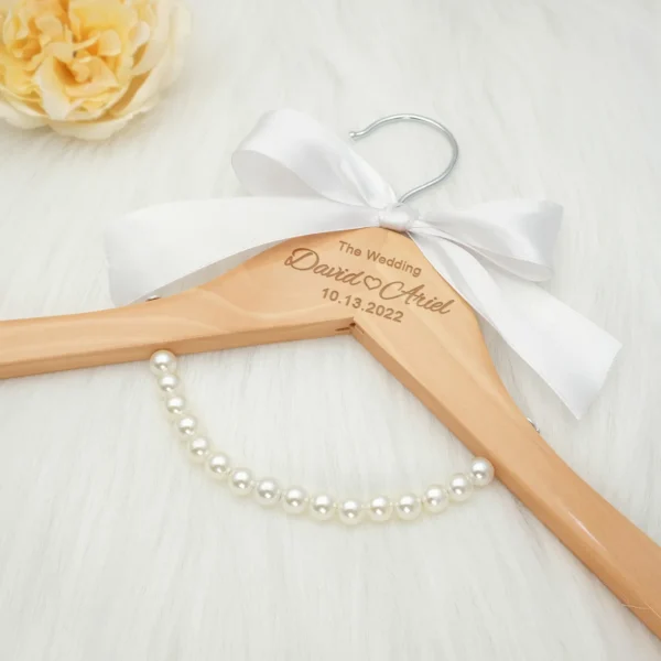 Custom Wedding Dress Hanger Personalized Wedding Hanger Personalised Bridal Hanger Engraved Names and Date Bridal Shower Gifts - Image 2