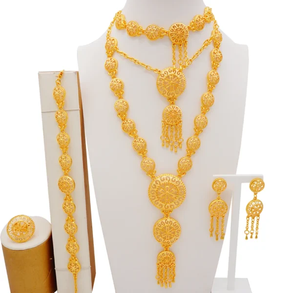 Dubai Jewelry Sets Gold Color Necklace & Earring Set For Women African France Wedding Party Jewelery Ethiopia Bridal Gifts - Image 20