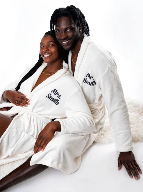 Couple Plush Bathrobes Customized His and Hers Bathrobes Wedding Gifts Personalized Bathrobe King and Queen Robes Bridal Shower - Image 2