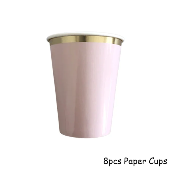 Pink Gold Party Disposable Tableware Champagne Paper Cup Plate Straw Napkins Birthday Carnival Wedding Decor Kids Party Supplies - Image 7