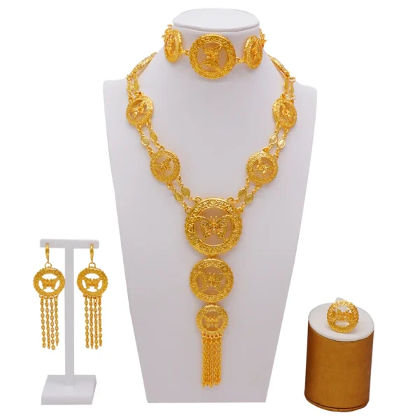 Dubai Jewelry Sets Gold Color Necklace & Earring Set For Women African France Wedding Party Jewelery Ethiopia Bridal Gifts - Image 18