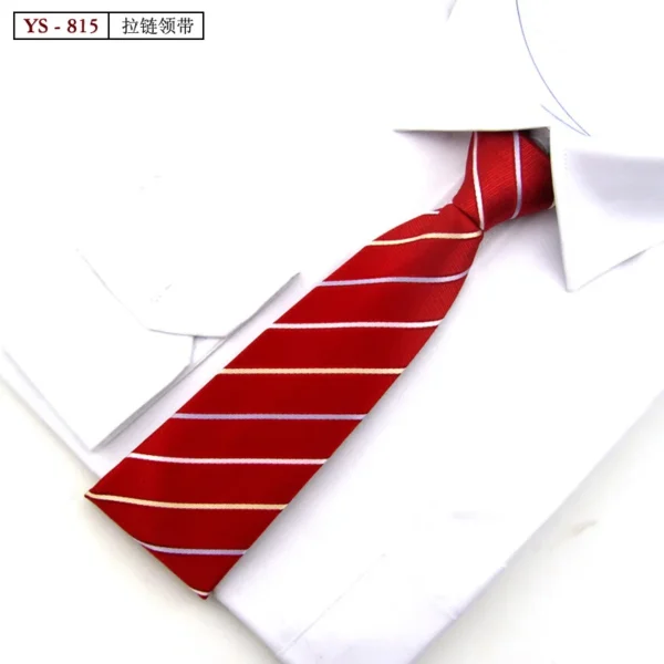 Formal 8CM Korean Zipper Tie for Men's Business Stripe Professional Dress Groom Wedding Tie - Image 31