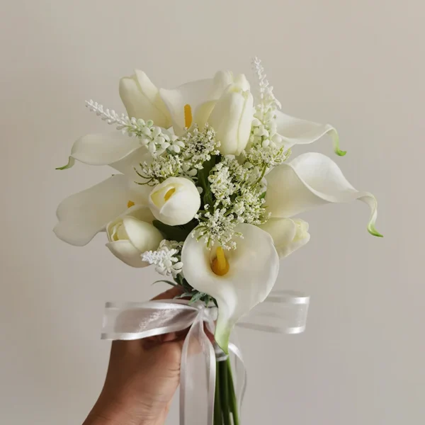 Wedding Bouquet Artificial Calla Lily Hand Bouquet Bridal Holding Flowers for Bridesmaid Wedding Flowers Bridal Accessories - Image 5