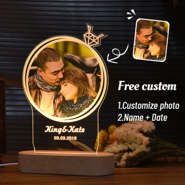 Personalized 3D Photo Lamp Custom Photo And Text Customized Valentine's Day Wedding Anniversary Birthday 3D Night Light Gifts - Image 24