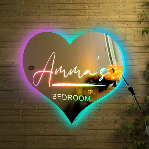 Personalized Name Mirror Light For Bedroom LED Light Up Mirror for Wall Custom Photo Christmas Valentine's Day  Wedding Gifts - Image 3