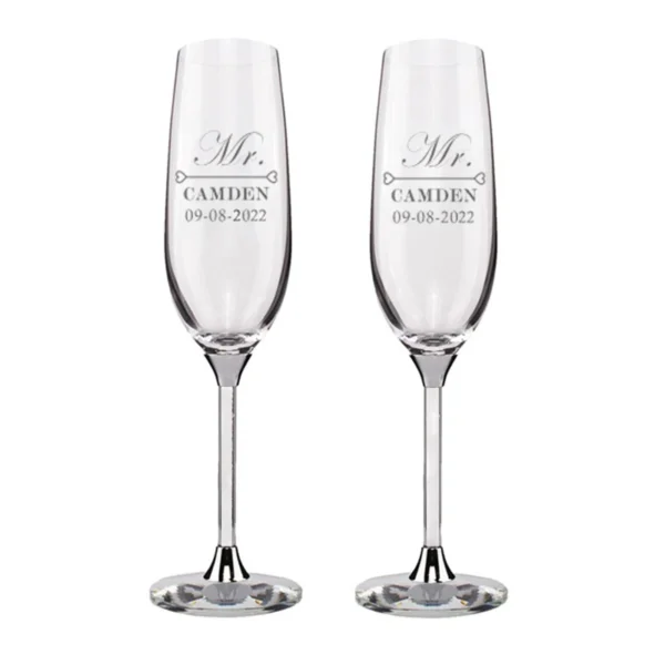 Personalized Champagne Flute Wedding Party Mr and Mrs Champagne Glasses Anniversary Gift for Couple New Years Celebration - Image 13