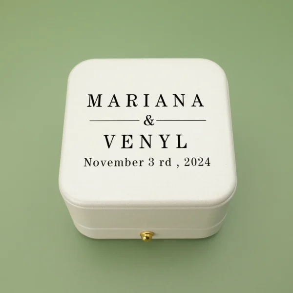 Personalized Wedding Ring Bearer Box Wedding Ring Box Ring Holder Custom Names & Date Proposal Box Engagement Box - Image 5