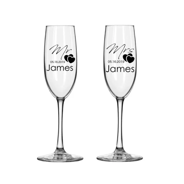 2Pcs Personalized Mrs and Mr Champagne Flute Party Wine Glass Engagement and Anniversary Gift New Years Celebration - Image 8