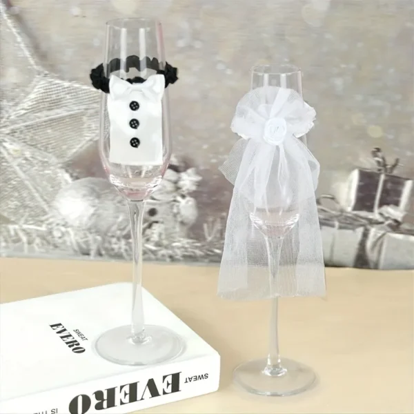 2Pcs Wedding Bride Groom Wine Cups Champagne Glasses Ornaments, Glass DIY To Be Bridal Shower Bachelorette Party Decor - Image 4