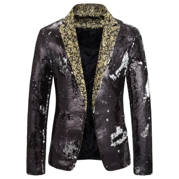 Men's Suit Shiny two-tone sequin shawl Collar suit Men's Wedding Groom Singer Dance Sequin Suit Jacket DJ Club Stage Men's suit - Image 7