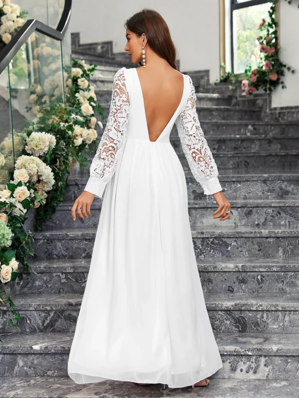 Long Sleeves Lace Bridal Gown Romantic Boho Jersey Wedding Dress Exquisite Casual Bridal Dress Vestido De Noiva - Image 2