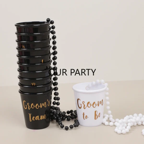 11Pcs Team Bride Drinking Cups Necklace Groom Bride To Be Shot Glasses for Bridal Shower Wedding Bachelorette Party Decoration - Image 5