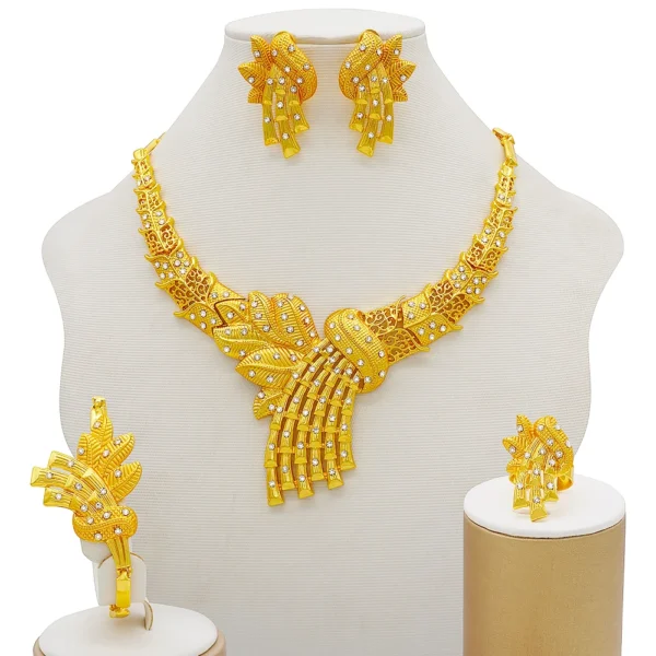 Dubai Jewelry Sets Gold Color Necklace & Earring Set For Women African France Wedding Party Jewelery Ethiopia Bridal Gifts - Image 22