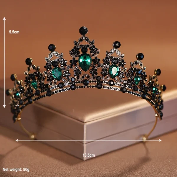 Bridal Headwear Black-Colour Women's Ballroom Crown Baroque Crystal Tiaras And Crowns Bridal Wedding Hair Accessories Jewelry - Image 5