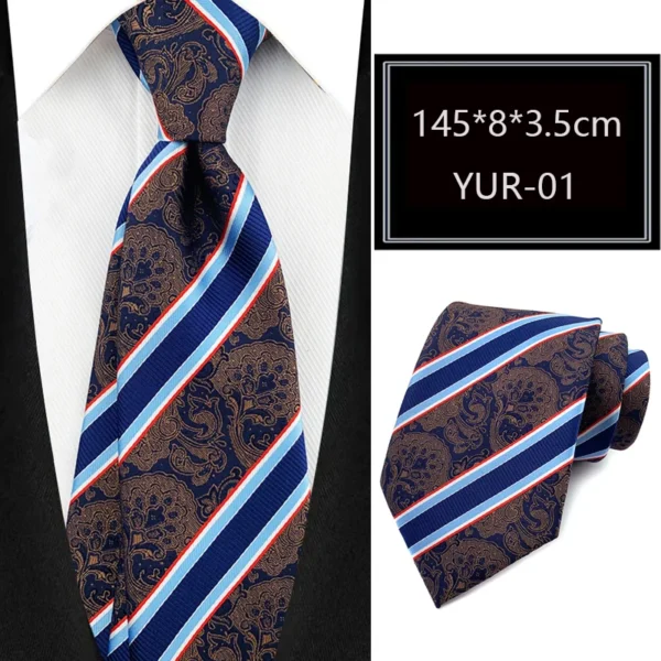 Luxury 8CM Mens Necktie Stripes Striped Tie For Man Groom Jacquard Woven Neck Tie For Business Wedding Party - Image 18