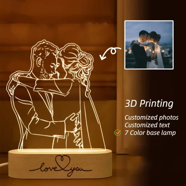 Personalized 3D Photo Lamp Night Lamp Text  Wedding Anniversary Birthday Christmas 3D Night Light Gifts Support Dropshipp