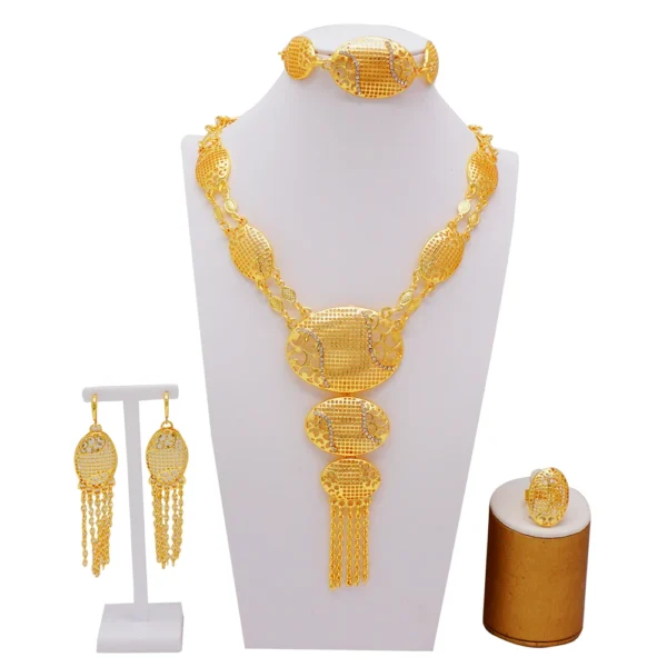 Dubai Jewelry Sets Gold Color Necklace & Earring Set For Women African France Wedding Party Jewelery Ethiopia Bridal Gifts - Image 26