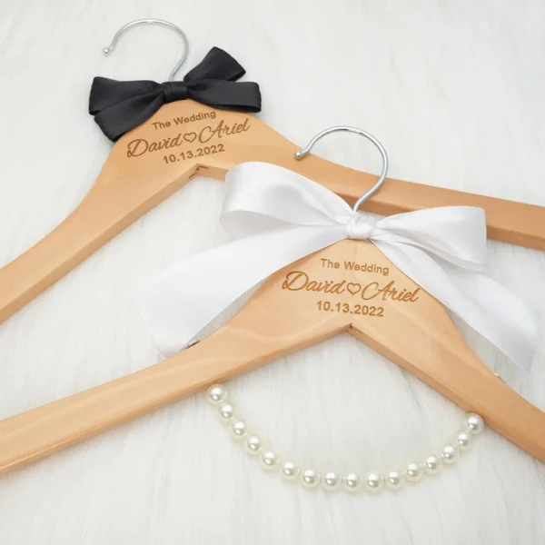 Custom Wedding Dress Hanger Personalized Wedding Hanger Personalised Bridal Hanger Engraved Names and Date Bridal Shower Gifts - Image 6