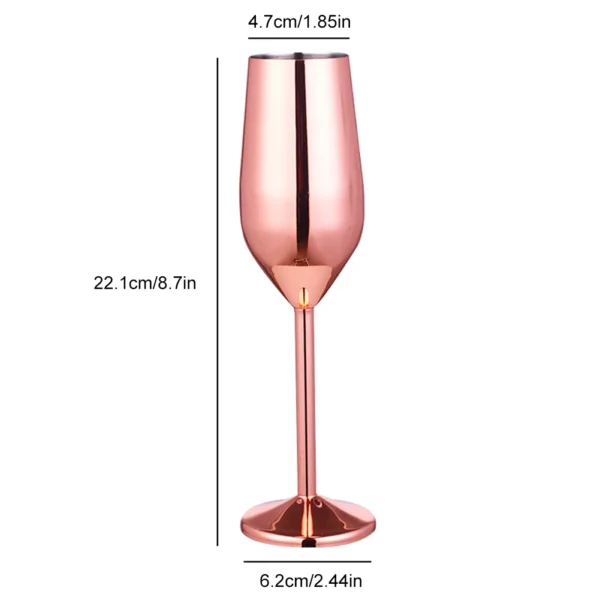 220ml Stainless Steel Champagne Flute Glass Unbreakable Wine Cup Gold Silver Cocktail Glass Metal Flute Home Bar Party Supplies - Image 7