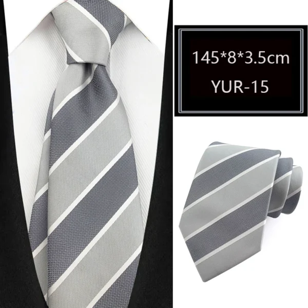 Luxury 8CM Mens Necktie Stripes Striped Tie For Man Groom Jacquard Woven Neck Tie For Business Wedding Party - Image 12