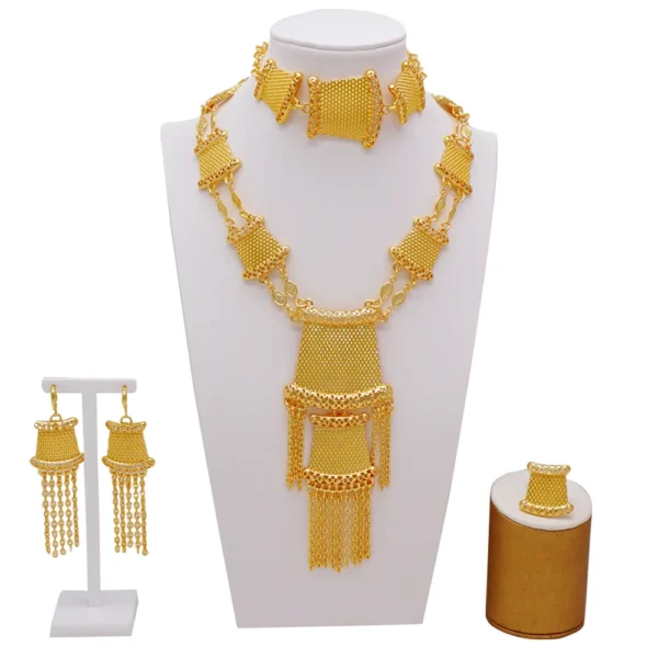 Dubai Jewelry Sets Gold Color Necklace & Earring Set For Women African France Wedding Party Jewelery Ethiopia Bridal Gifts - Image 17