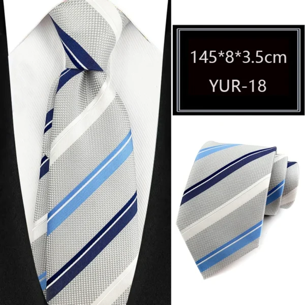 Luxury 8CM Mens Necktie Stripes Striped Tie For Man Groom Jacquard Woven Neck Tie For Business Wedding Party - Image 9