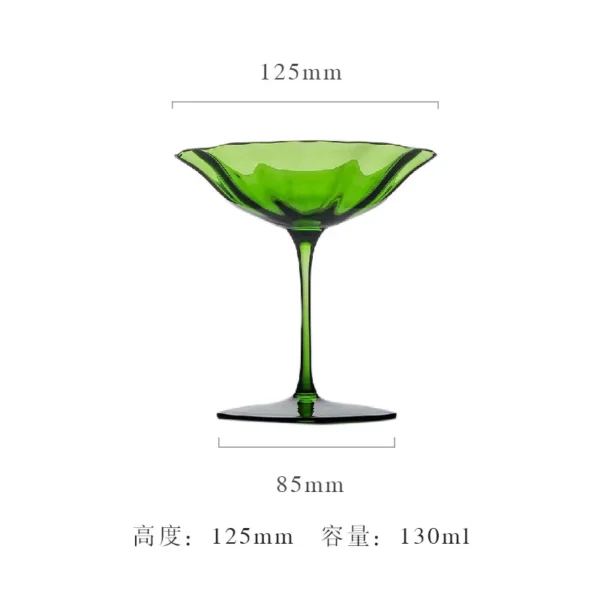 Home Light Luxury Retro Flower Wine Glasses Champagne Cup Set Crystal Goblet Glass Cocktail Glass Martini Cup Ribbed Pink Green - Image 13