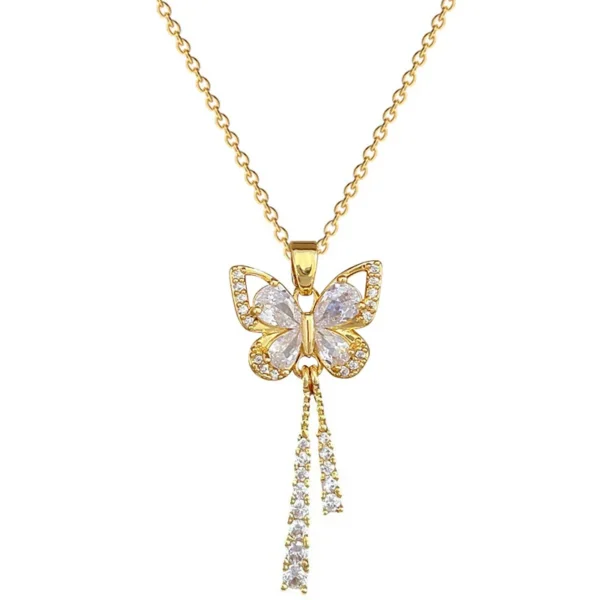 OIMG 316L Stainless Steel Gold Plated Luxury Jewelry Romantic Taseel Butterfly Necklace For Women Bridal Wedding Party Gifts - Image 6