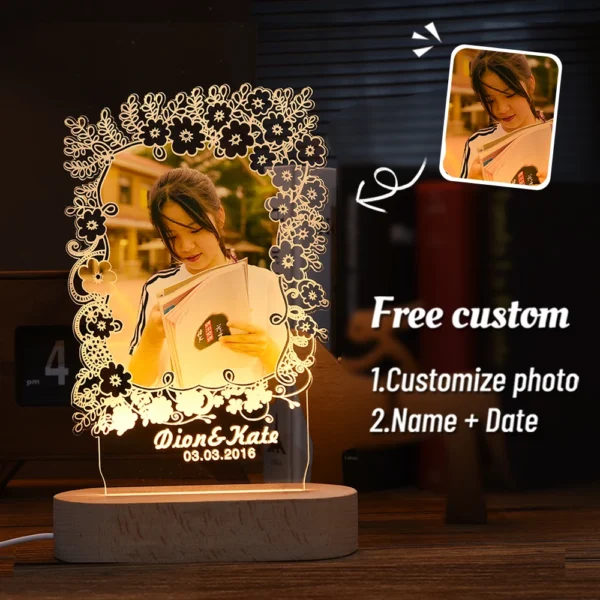 Personalized 3D Photo Lamp Custom Photo And Text Customized Valentine's Day Wedding Anniversary Birthday 3D Night Light Gifts - Image 20