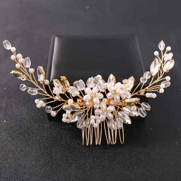 Crystal Rhinestone Flower Pearl Hair Comb Bridal Headband Tiara Hairpin Party Wedding Bridal Hair Accessories Jewelry - Image 8