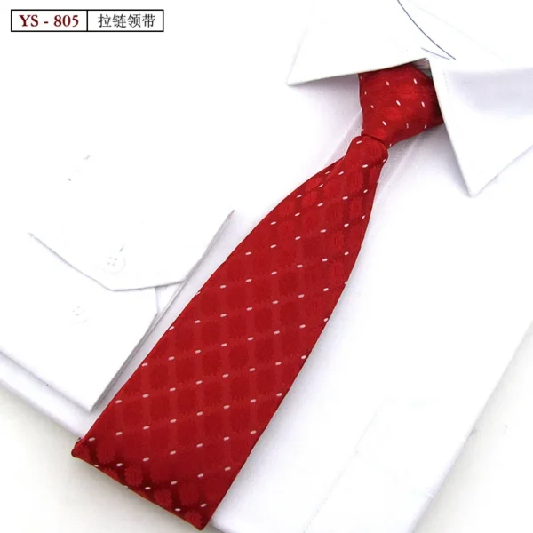 Formal 8CM Korean Zipper Tie for Men's Business Stripe Professional Dress Groom Wedding Tie - Image 36