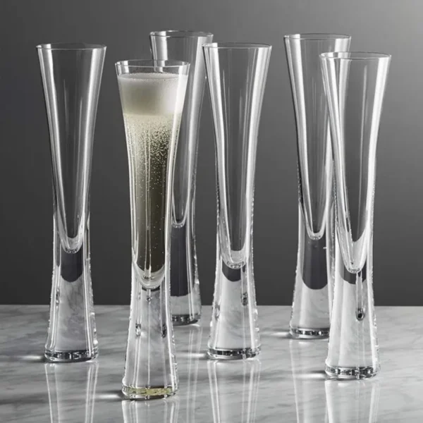 Ereganto Champagne Glasses Glitter Flutes Clear Cups Bubble Wine Tulip Cocktail for Bar Party Gift Wedding bubbly Wine Glasses