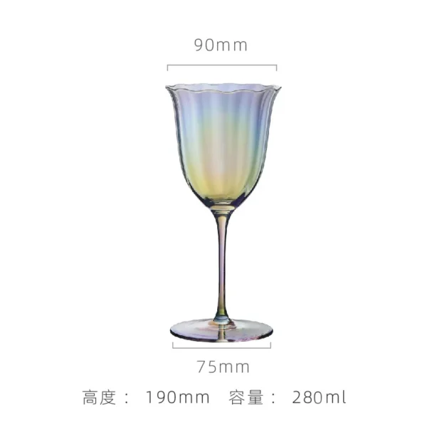 Home Light Luxury Retro Flower Wine Glasses Champagne Cup Set Crystal Goblet Glass Cocktail Glass Martini Cup Ribbed Pink Green - Image 19