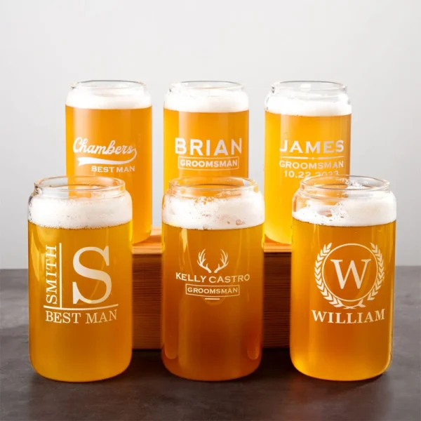 Personalized Beer Cups for Wedding Party, Barware for Him Beer Glasses, Groomsmen Gifts, Best Man Gift, Bachelor Party Gifts - Image 2