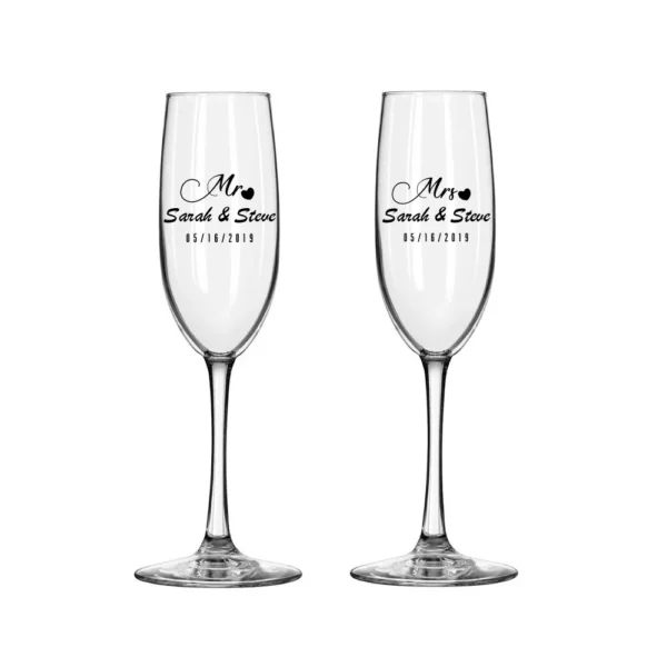 2Pcs Personalized Mrs and Mr Champagne Flute Party Wine Glass Engagement and Anniversary Gift New Years Celebration - Image 18