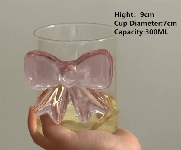 Pink Big Bow Series Glasses Cup  INS  Bow Handle Goblet Glass Cup Romantic Ritual Champagne Wine Glass Korean Style - Image 11